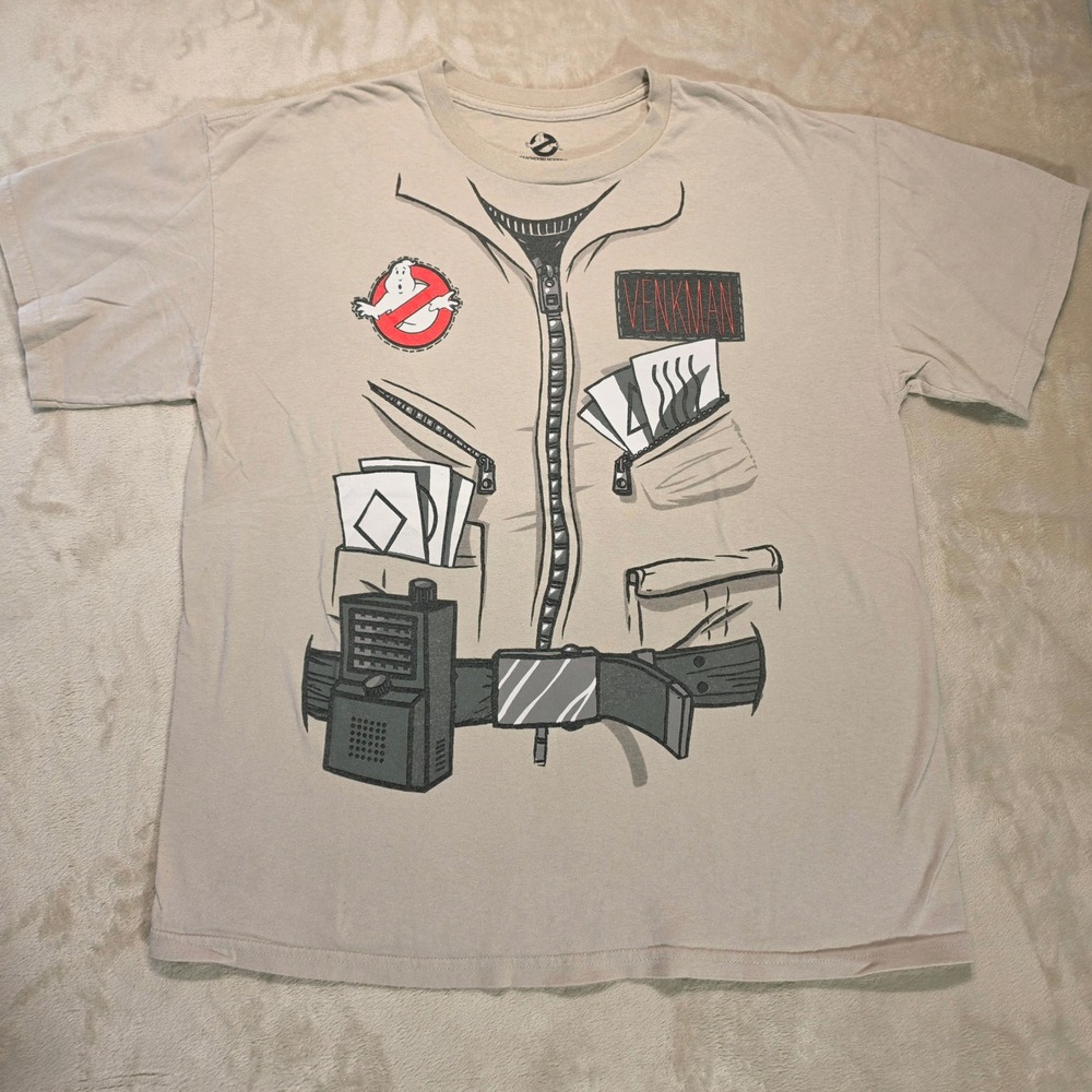 Ghostbusters Venkman Costume Graphic T-Shirt Adult L Beige Movie Uniform 2011